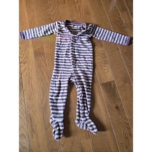L'Ovedbaby Organic Cotton Long Sleeve Footed Pajama Purple Stripe 9-12 Months